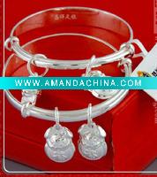 Wholesale MYSHINE handmade chinese lovely silver baby bangle
