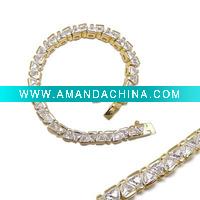 Wholesale Gold plated bracelet for men and women: 925 sterling silver bracelet with cz stones, fashion jewelry, custom jewelry