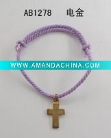 Wholesale cotton cord bracelet with cross pendant