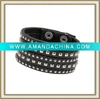 Wholesale Leather Studded Wrap Bracelet