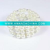 Wholesale Fashion three-layer glass pearl bracelet