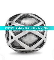 Wholesale Charm Beads 925 Silver Beads , Metal Beads , Criss-cross Lines Charm PAB451