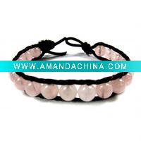 Wholesale Rose Quartz Beaded Leather Wrap Bracelet