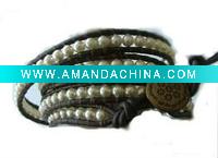 Wholesale Freshwater Pearls Leather Wrap Bracelet