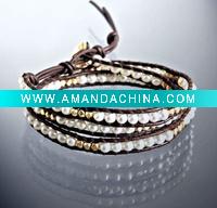 Wholesale Chan luu white pearl beads wrap bracelet