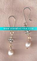 Wholesale Freshwater pearl aquamarine and rinestone roundel earrings.