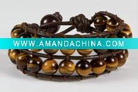 Wholesale Tiger Eye Leather Wrap Bracelet