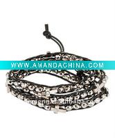 Wholesale leather beaded wrap bracelet