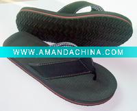 Wholesale man leather strap EVA flip flop slipper