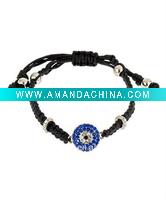 Wholesale Blu Bijoux Teal Crystal Evil Eye Charm Brown Macrame Bracelet