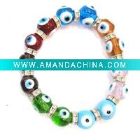 Wholesale multi color evil eye glass jewelry bracelet
