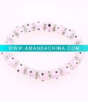 Wholesale (8 mm Dia)Glass Beads & Crystal Accents Evil Eye Stretch Bracelet