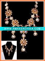 Wholesale Wedding jewelry set overlay crystal necklace and earring