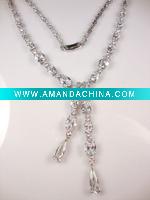 Wholesale Perfect bride copper set diamond tassel necklace Deduce romantic wedding