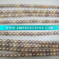 Wholesale 7-7.5mm AAA multicolor round pearl necklace