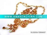 Wholesale Gold necklace and earring wedding jewelry sets diamond