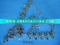 Wholesale Elegant flower necklace and earring wedding jewelry sets diamond