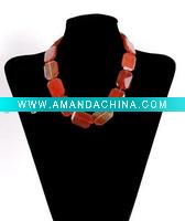 Wholesale fashion red agate semi preious stone jewellery necklace
