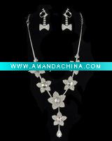 Wholesale Charm Blossom Costume Jewelry Set, Necklace & Earrings/Wedding Bridal Jewelry