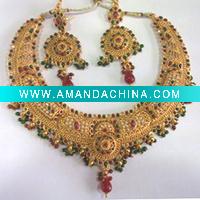 Wholesale 24k gold plated indian bridal wedding necklace jewelry