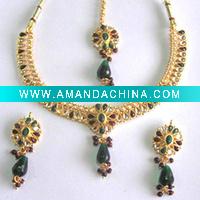 Wholesale fashion wedding necklace set jewelry with maang tikka