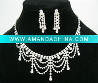 Wholesale Fashion alloy evening dress necklaces wedding necklace set with earrings