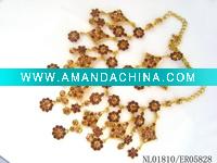 Wholesale Gold necklace and earring wedding jewelry sets diamond