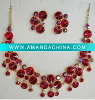 Wholesale Fashion Alloy Swaroski CZ Rhinstone Costume Bridal Wedding Party Jewelry Necklace Set DF10334