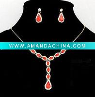 Wholesale Fashion Alloy Swaroski CZ Rhinstone Costume Bridal Wedding Party Jewelry Necklace Set DF10510