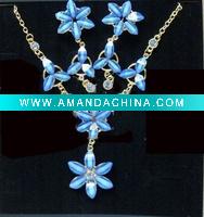 Wholesale Fashion Alloy Swaroski CZ Rhinstone Costume Bridal Wedding Party Jewelry Necklace Set DF10369