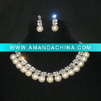 Wholesale bridal jewelry set,wedding jewelry set,pearl necklace set