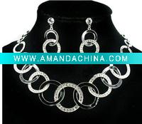 Wholesale Fashion Alloy Swaroski CZ Rhinstone Costume Bridal Wedding Party Jewelry Necklace Set DF10485