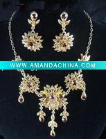 Wholesale Fashion Alloy Swaroski CZ Rhinstone Costume Bridal Wedding Party Jewelry Necklace Set DF10479