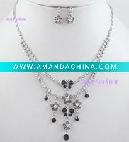 Wholesale Crystal Necklace Set, Butterfly Design Necklace, Wedding Necklace, Bridal Necklace, Formal Party Set, Fashion Jewelry-NE719SB
