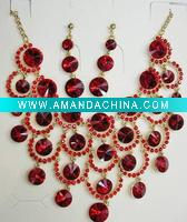 Wholesale Fashion Alloy Swaroski CZ Rhinstone Costume Bridal Wedding Party Jewelry Necklace Set DF10320