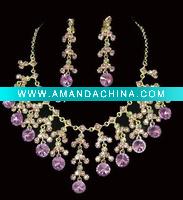 Wholesale Fashion Alloy Swaroski CZ Rhinstone Costume Bridal Wedding Party Jewelry Necklace Set DF10329
