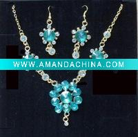 Wholesale Fashion Alloy Swaroski CZ Rhinstone Costume Bridal Wedding Party Jewelry Necklace Set DF10370