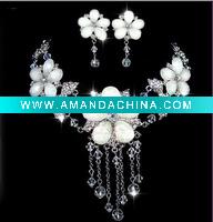 Wholesale Fashion Alloy Swaroski CZ Rhinstone Costume Bridal Wedding Party Jewelry Necklace Set DF10396