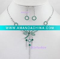 Wholesale NE708SD Crystal Necklace Set, Dragonfly Necklace, Wedding Necklace, Bridal Necklace, Formal Party Set, Fashion Jewelry