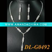 Wholesale fashion rhinestone wedding necklace earring set