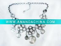 Wholesale New Design Bridal Silver Plated Necklace with Rhinestone