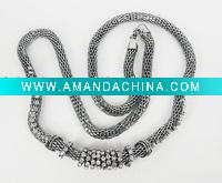 Wholesale Fashion metal chain necklace with rhinestone