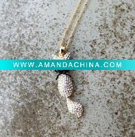 Wholesale Cute Rhinestone Cat Necklace