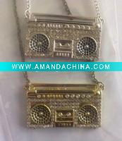Wholesale Rhinestone Radio Pendant Necklace