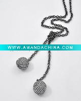 Wholesale Hematite Tone Clear Rhinestones Lead Compliant Charm Style Necklace