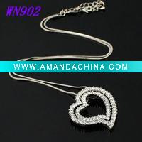 Wholesale alloy with rhinestone heart shape pendant necklace