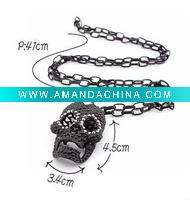 Wholesale Black Rhinestone Skull Necklace