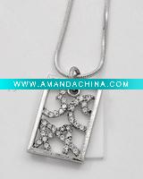 Wholesale Rhodiumized / White / Clear Rhinestones / Pendant Necklace