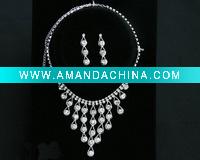 Wholesale fashion rhinestone wedding necklace set jewelry
