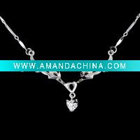 Wholesale 925 sterling silver necklace with CZ.